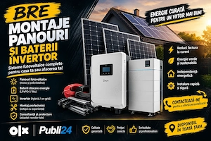 Montaj panouri fotovoltaice, baterii și invertoare   Sisteme complete