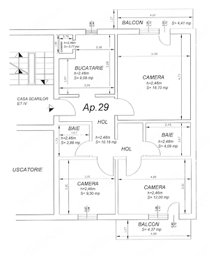 cartierul Grigorescu | 3 camere decomandat | 2 BĂI | 2 BALCOANE, 66.59m2 - imagine 10