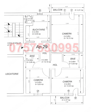 cartier Grigorescu | 3 camere decomandat | 2 BĂI | 2 BALCOANE, 66.59m2 - imagine 10