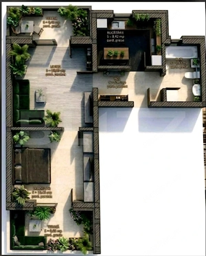 Apartament 2 camere, 53.65 mp, terasa 15 mp, zona de Nord