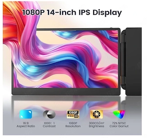 Monitor Portabil Dublu Laptop Teamgee   KEFEYA S2 - Extensie 2 Ecrane 14" Full HD IPS (300 nits, 72% - imagine 2