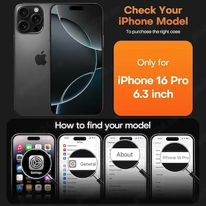 Husa TAURI iPhone 16 Pro, compatibila MagSafe, Negru Mat, sticla 9H inclusa - imagine 5