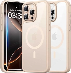 TAURI iPhone 16 Pro Max Husa Gold MagSafe Sticla Temperata Protectie 15FT Anti Soc Anti Zgarieturi