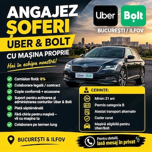    Angajez șoferi Uber & Bolt   cu mașina proprie | București și Ilfov