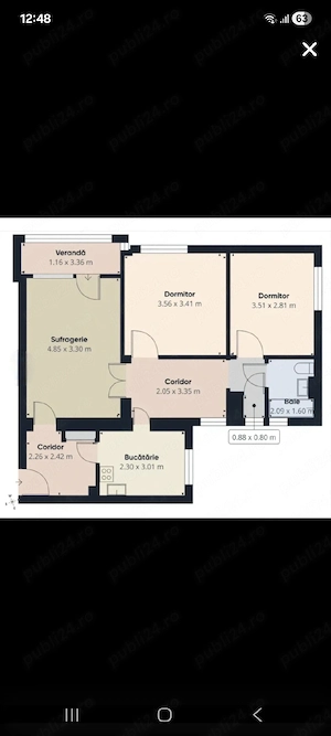 Ap 3 cam, Rogerius, etaj 3, 93000 euro - imagine 2