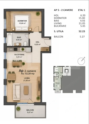 Apartament 2 camere, 52.23 mp, zona Dorobantilor - imagine 9