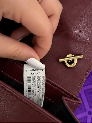 Poșetă de umăr Zara cu imprimeu snake   bordo maro