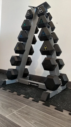 Set complet gantere progresive Domyos, Sportmann | 105 kg | suport inclus