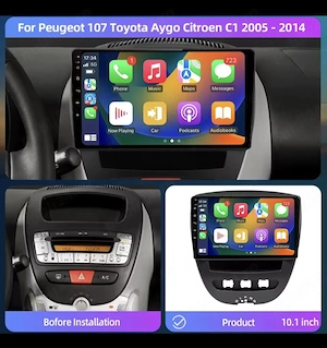 Navigatie cu Android auto si Apple carplay dedicata Toyota Aygo Citro n c1 Peugeot 107 - imagine 2