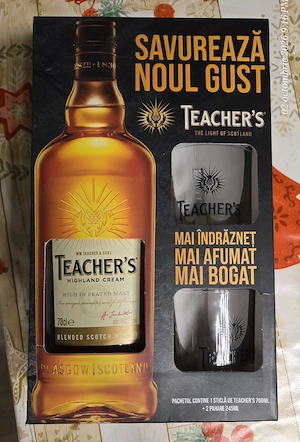 Set Teacher's: sticlă + 2 pahare