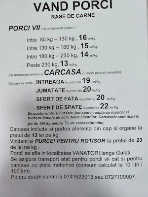 Porci vii și carcasă CRĂCIUN 