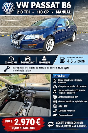 passat b6 2.0 tdi manual stare foarte buna - imagine 5