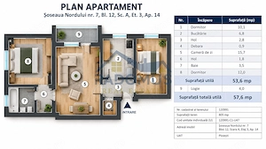 Apartament 3 camere | Șoseaua Nordului | Etaj 3/4 | Centrală proprie - imagine 13