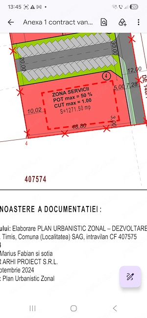 ȘAG   Teren Intravilan 1.271,50mp PUZ servicii | POT 50% | CUT 1,00 - imagine 3
