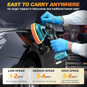  Mașină de Polish Auto Wireless XIAZIR, 150mm, 2 21V Baterii, 6 Viteze, 5500 RPM, Kit 13 Piese