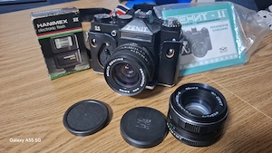 Aparatul foto Zenit 11, cu 2 obiective + blitz Hanimex