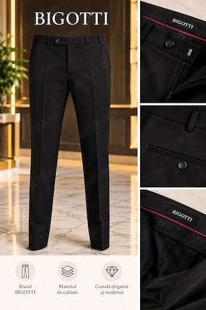 Pantaloni de costum bărbătești Bigotti   negri, mărimea 50
