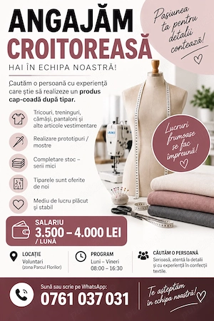 angajam croitoreasa