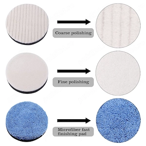 Set 8 Bureți Polish Auto 180 mm – Spumă + Lână, Pad Velcro, Adaptor M14 pentru Bormașină – SIQUK  - imagine 4