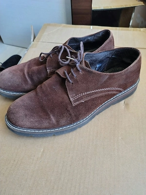 Pantofi Bărbati Oxford maro din piele intoarsa, Size 41-42, Brown Suede Classic Preppy Oxford Dress 