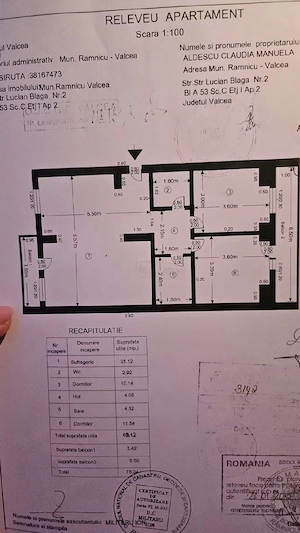 apartament 3 camere 78mp  et1  99000euro  - imagine 2