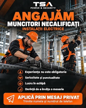 Angajare muncitori necalificați in domeniul instalațiilor electrice