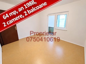 UNICAT 2 camere MARI 64mp 2 balcoane MARI 1988 etaj 4 ferestre MARI Ghica Plaza Ziduri Intre Vii - imagine 2