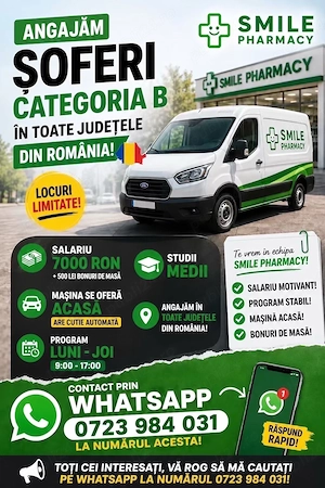 Angajăm Șoferi Categoria B din toata țara! 