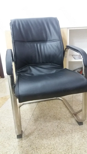 Scaune birou   vizitator   conferinta - Piele ecologica neagra