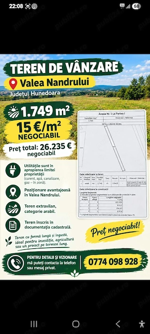 Vând teren in Valea Nandrului
