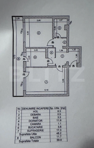Apartament 2 camere, 48.20 mp, zona Vest  - imagine 9