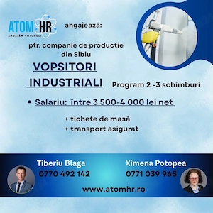 Vopsitori industriali   Sibiu | 3.500 4.000 lei net