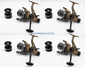 Set 4 mulinete Crap si Somn, SIRENA CAMO PRO 5000, cu 10 rulmenti, tambur aluminiu, BaitRunner 
