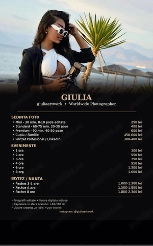Fotograf Profesionist Pitesti Bucuresti- Ședințe Foto, Evenimente, Botez Nuntă | GIULIA