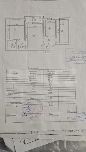 Apartament 3 camere, 54 mp, zona Tatarasi - imagine 12