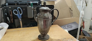 Cana din staniu cu capac Vintage, din anul 1832
