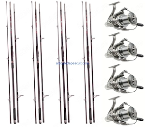 Set 4 Lansete 3,60, Carbon 100%, de 5 Lbs + 4 mulinete NGK 10.000, cu 10 rulmenti   transport gratui