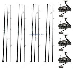 Set 4 Lansete Crap si Somn, Carbon, 3,60 m, de 4,5 Lbs, + 4 mulinete GH 10000,13 rulm - tp gratuit