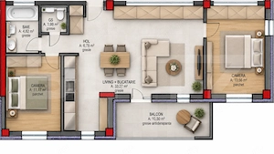 Apartament cu 3 camere, 72.20 mp, zona Terra Gardens, Comision 0