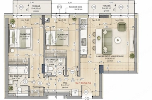 Apartament 3 camere, 65.50 mp, Comision 0, zona Iris  - imagine 2