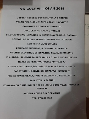 Vw Golf VII 4x4 motor 1.6 diesel cutie manuala an 2015 - imagine 9
