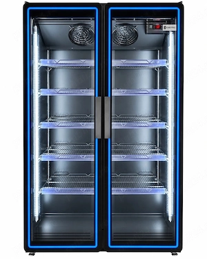 Vitrina frigorifica verticala dubla, sticla dubla curbata, 770 L, LED, 0 +10  C - GARANTIE 3 ANI