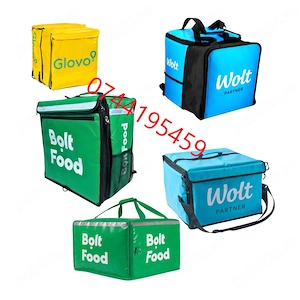 Geanta Glovo, rucsac Wolt, Bolt Food, genti termoizolante noi cu factura