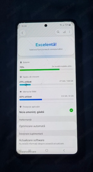 samsung a52 cu sticla crapata dar funcțional 100 100 tehnic
