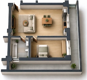 Apartament 2 camere open space Preajba - 0% comision la cumparare