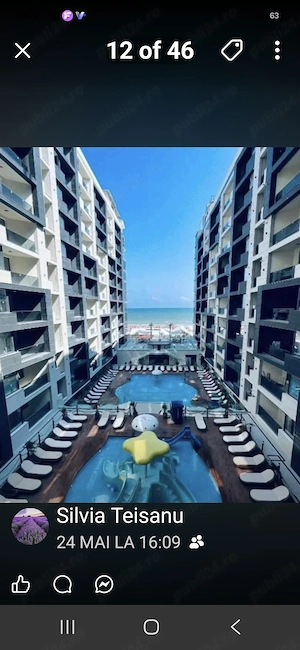 Mamaia Nord apartament 2 camere parter cu balcon in resort cu piscina ,prima linie la promenada - imagine 3