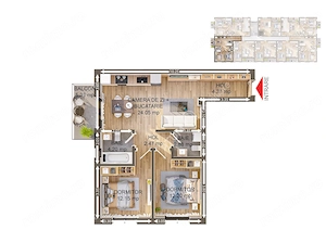 Apartament la cheie cu 3 camere si balcon zona Pictor Brana Selimbar - imagine 4