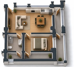 Apartament 2 camere open space Preajba - 0% comision la cumparare