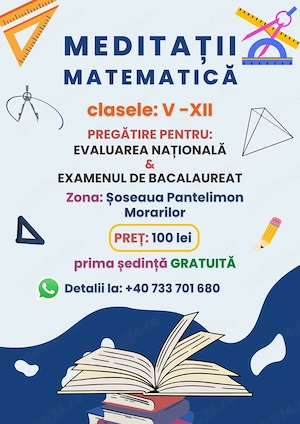 Meditații Matematică (clasele V-XII) | Evaluare Națională & BAC | Prima ședință gratuită!