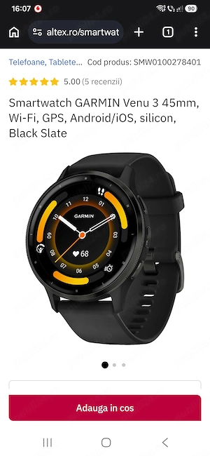 Vand smartwatch Garmin Venu 3